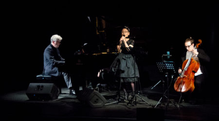 Jean Michel Bernard with Kimiko Ono and Jan Stokłosa during cinematic piano